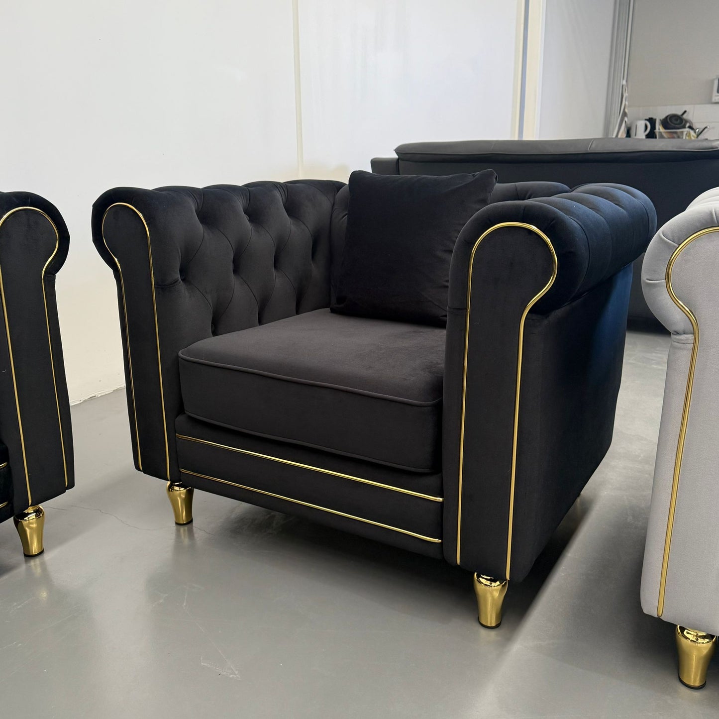 Luxe Premium Velvet 3+2+1 Luxury Gold Sofa Set