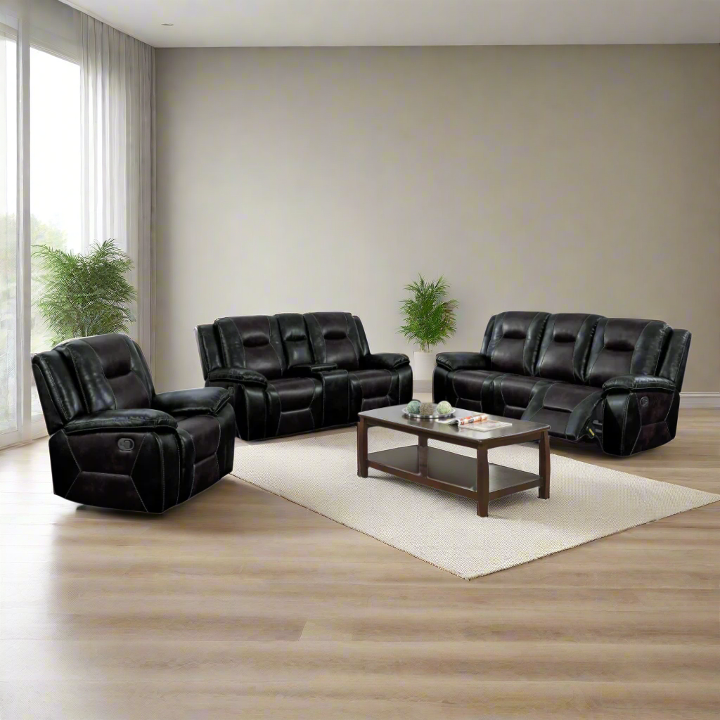 Havana Air Leather Manual Recliner Sofa Set
