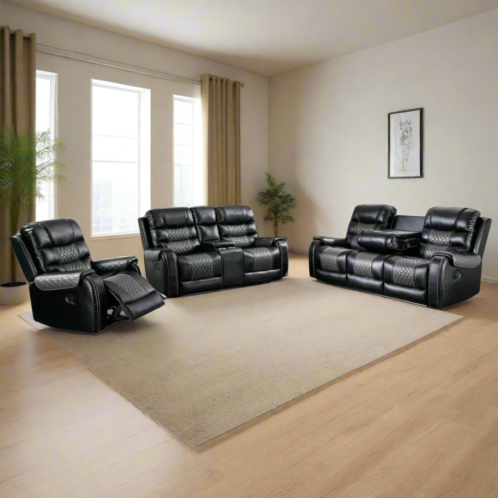 Milan Air Leather Manual Recliner Sofa Set