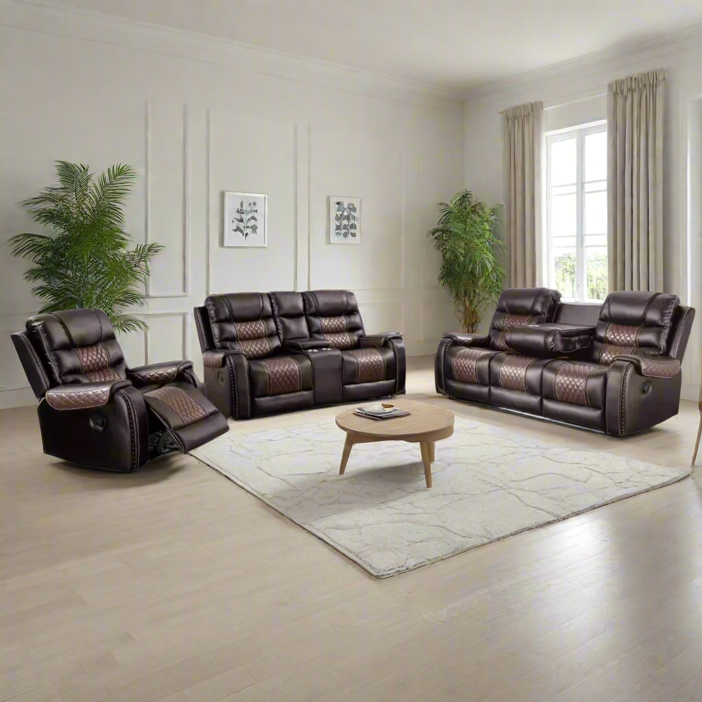 Milan Air Leather Manual Recliner Sofa Set