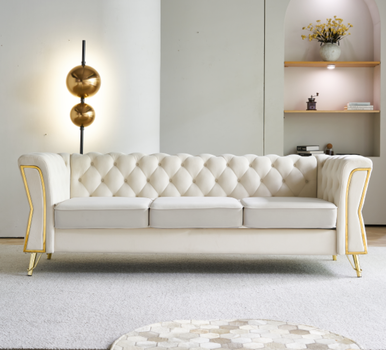 Haven Premium Velvet Luxury Gold Sofa Set