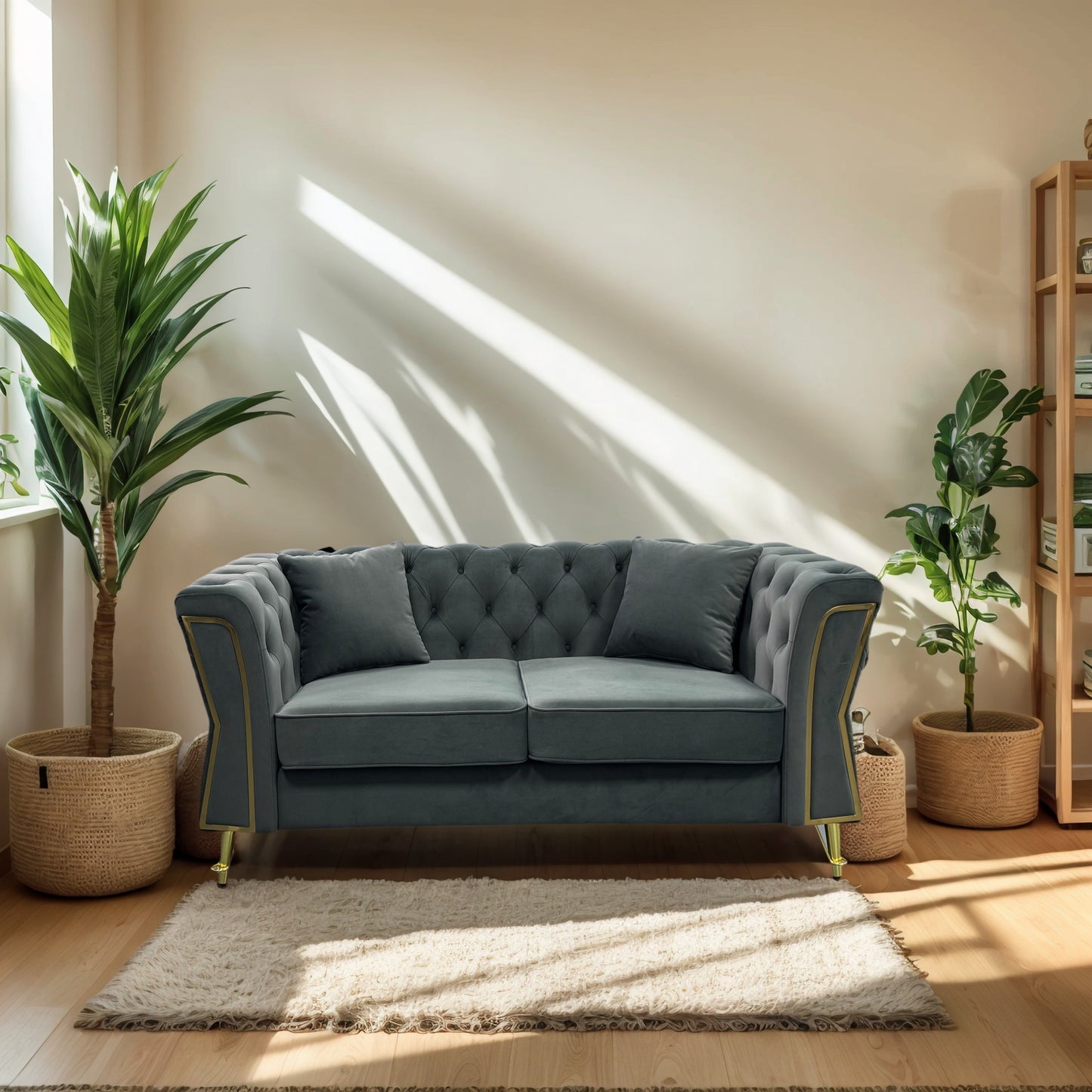 Haven Premium Velvet Luxury Gold Sofa Set