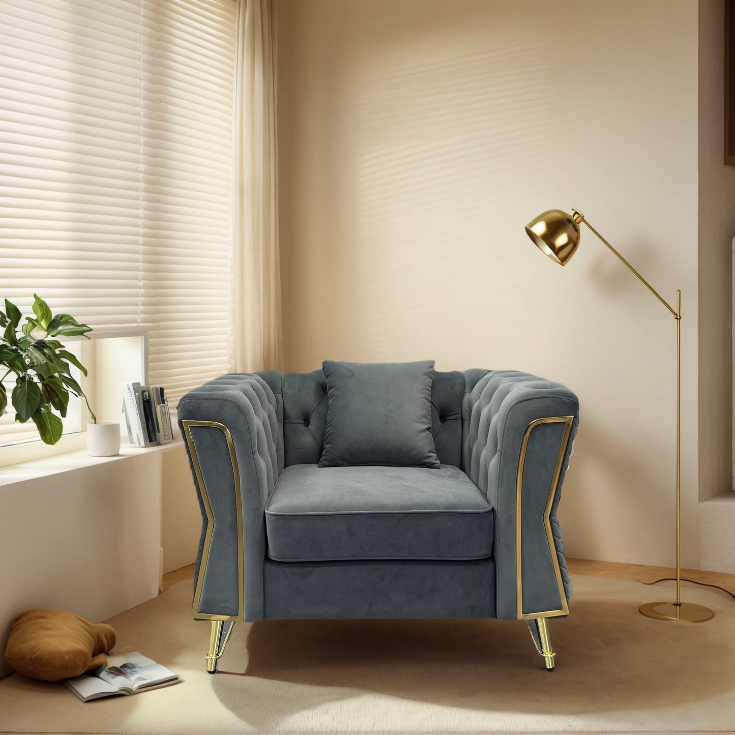 Haven Premium Velvet Luxury Gold Sofa Set