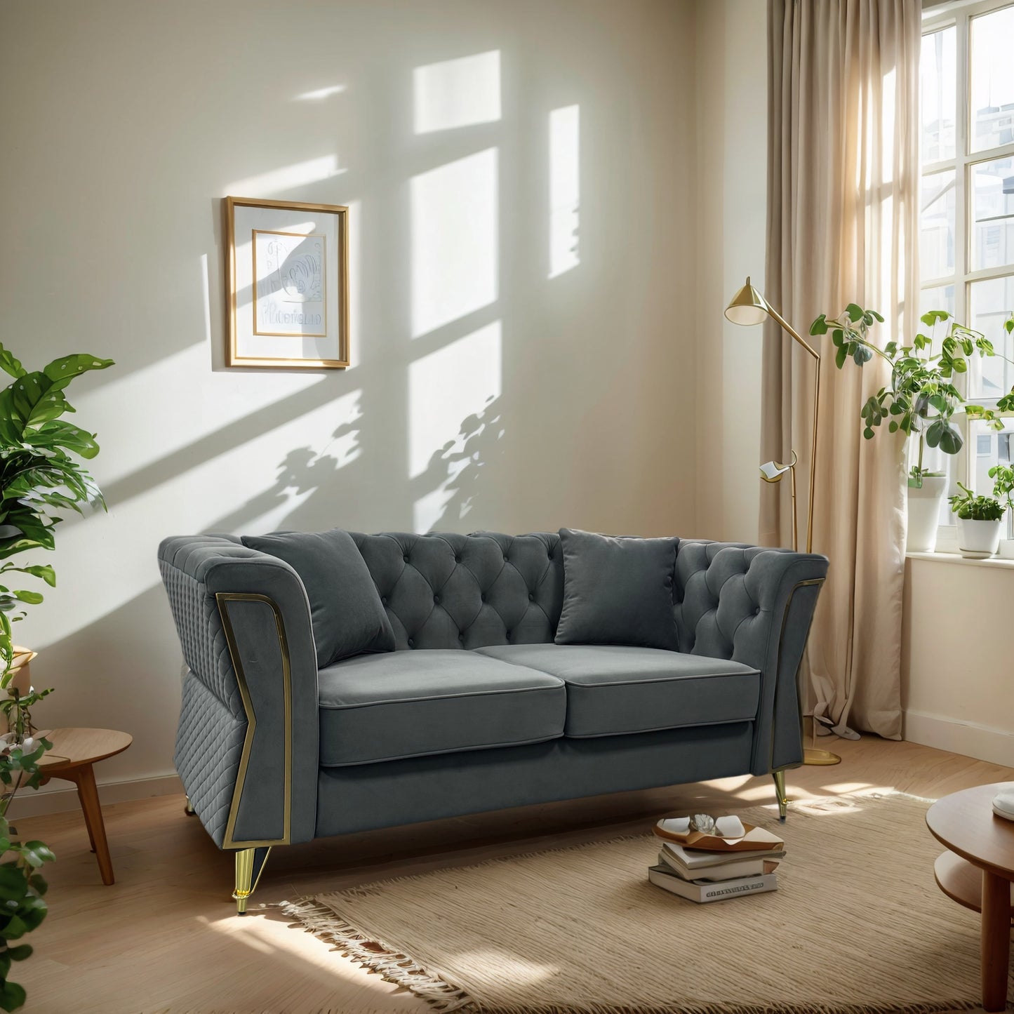 Haven Premium Velvet Luxury Gold Sofa Set
