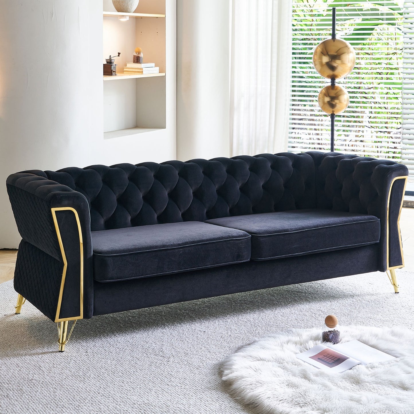 Haven Premium Velvet Luxury Gold Sofa Set