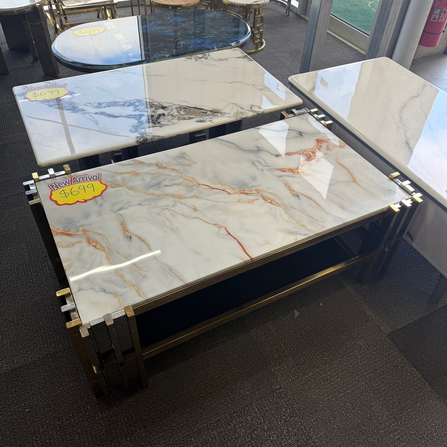 Elsa Faux Marble Coffee Table - Gold/Silver