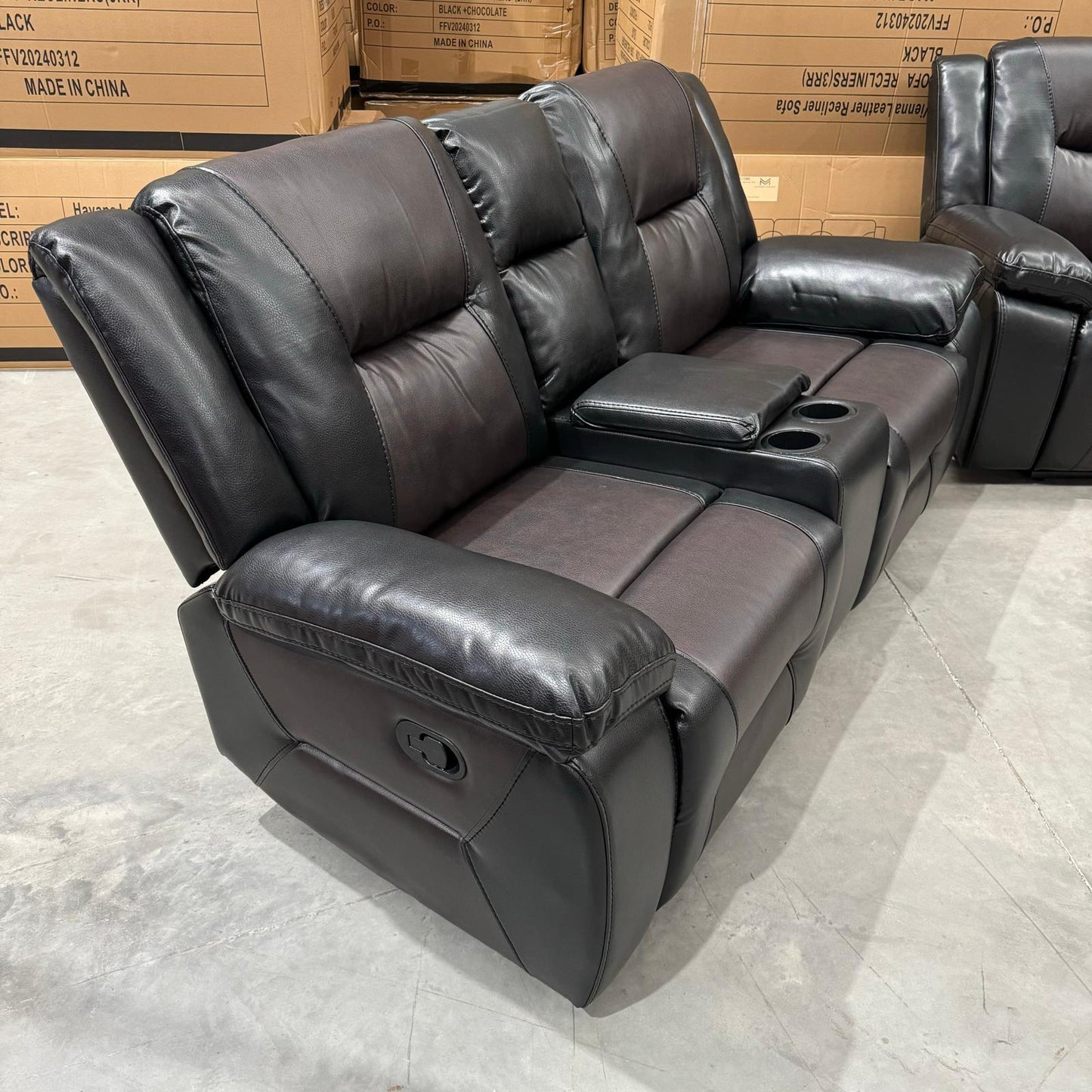 Havana Air Leather Manual Recliner Sofa Set