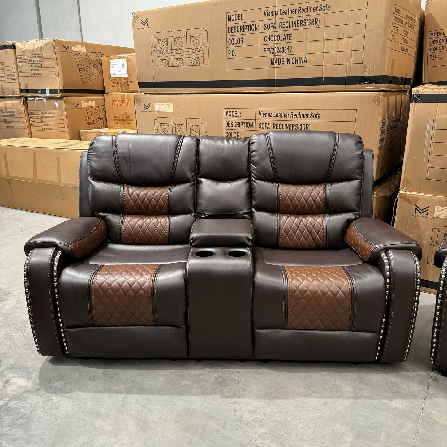 Milan Air Leather Manual Recliner Sofa Set