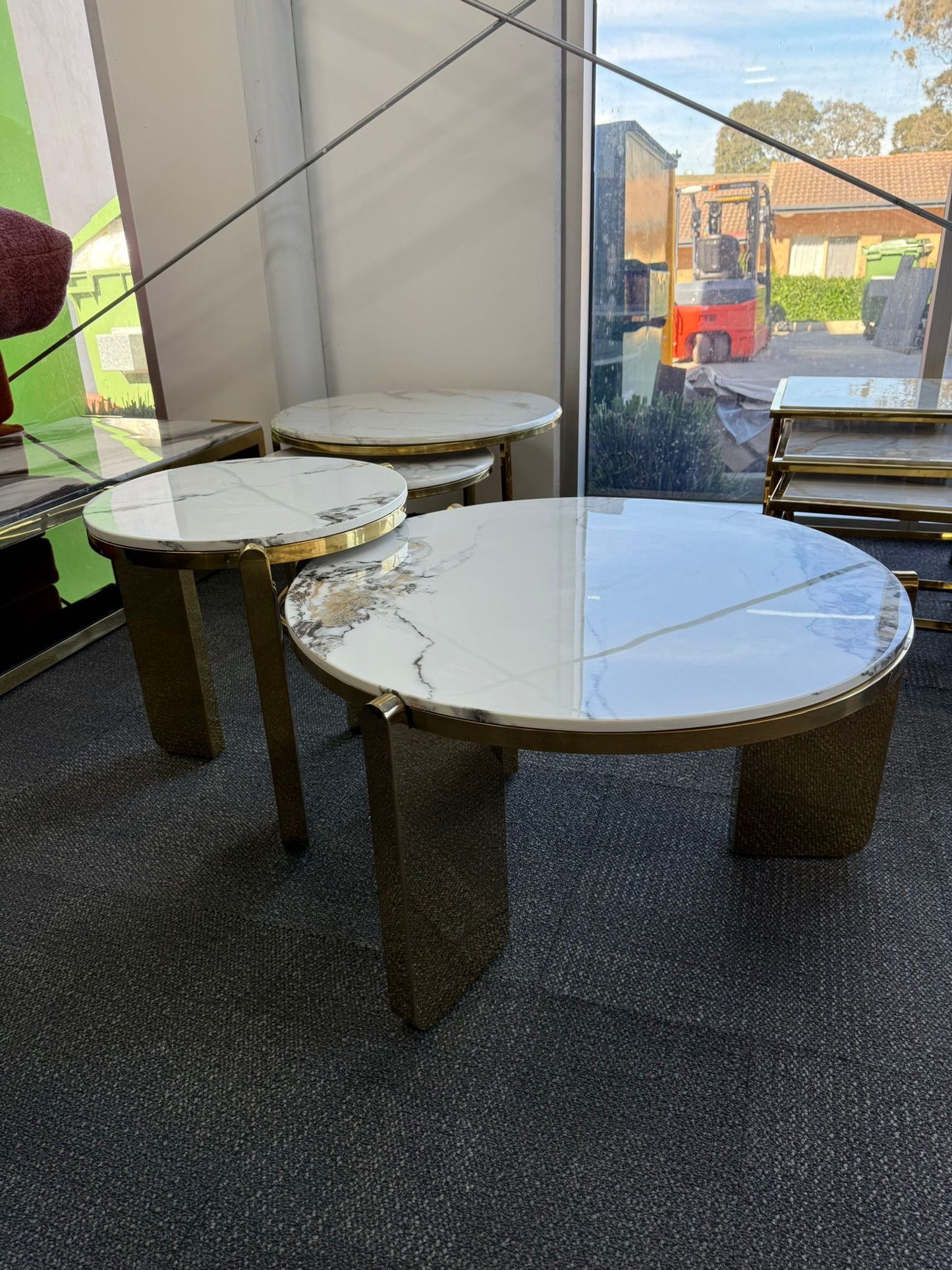 Dablo Faux Marble Coffee Table Set - Gold