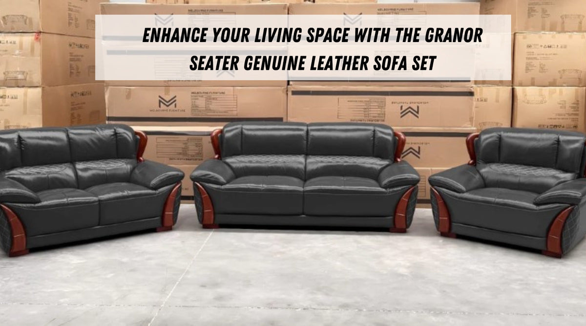 Enhance Your Living Space with the Granor Seater Genuine Leather Sofa Set