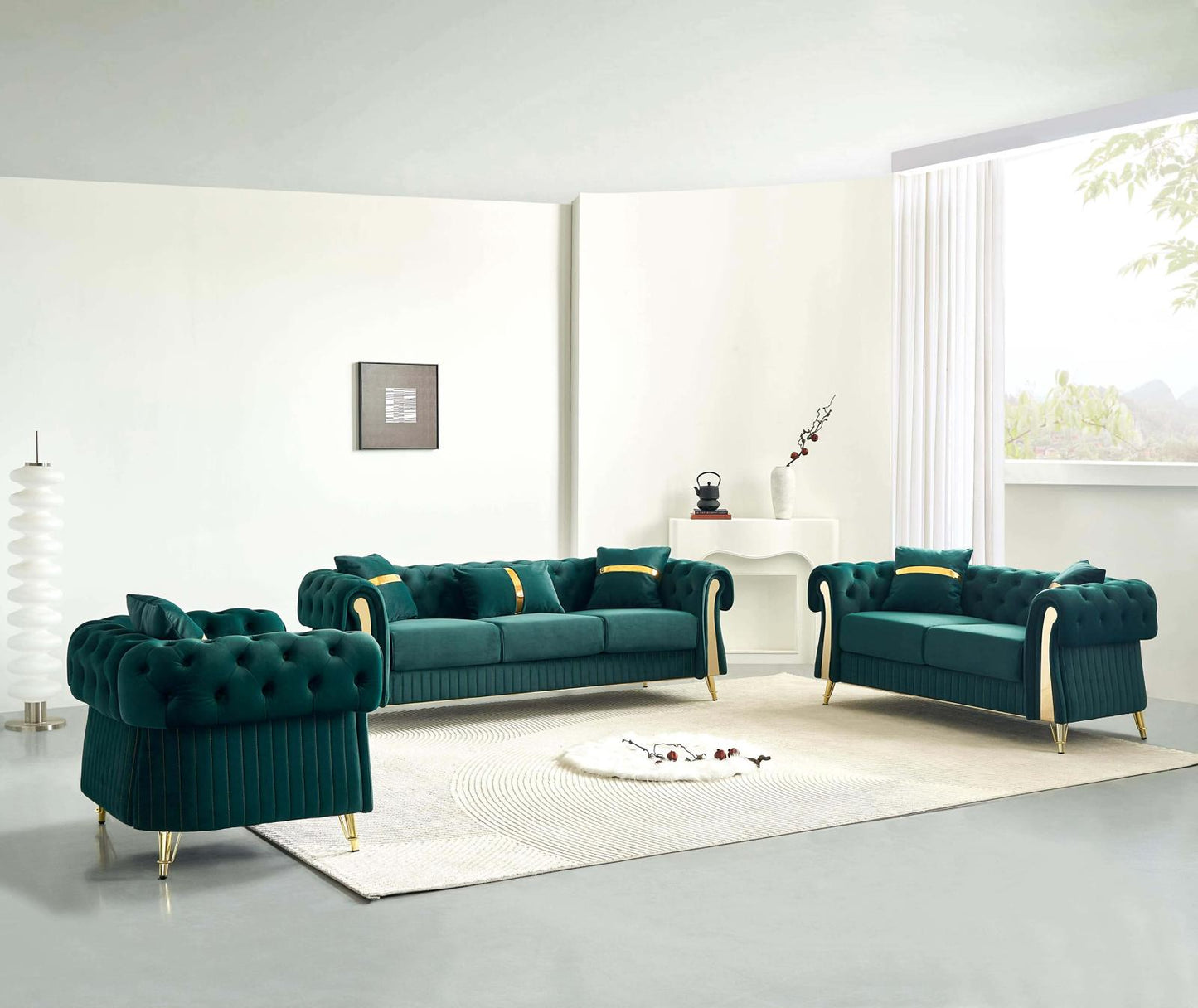 EDEN 3+2+1 Seater Premium Velvet Luxury Gold Sofa Set