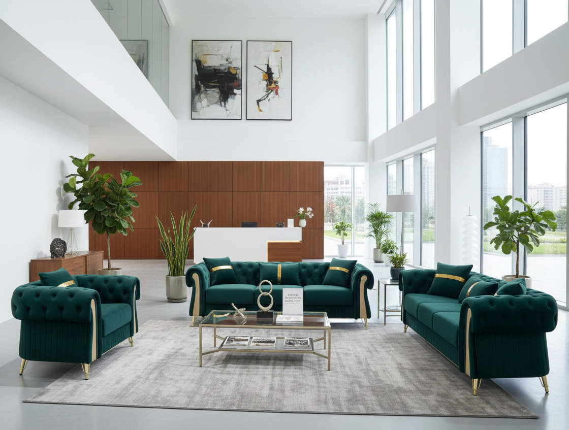 EDEN 3+2+1 Seater Premium Velvet Luxury Gold Sofa Set