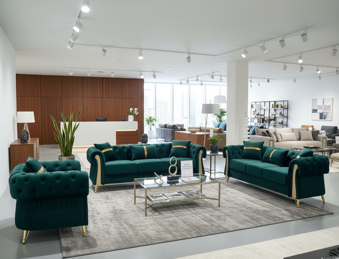 EDEN 3+2+1 Seater Premium Velvet Luxury Gold Sofa Set