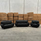 Polaris PU Leather 3+2+1 Seater Sofa Set - Full Black