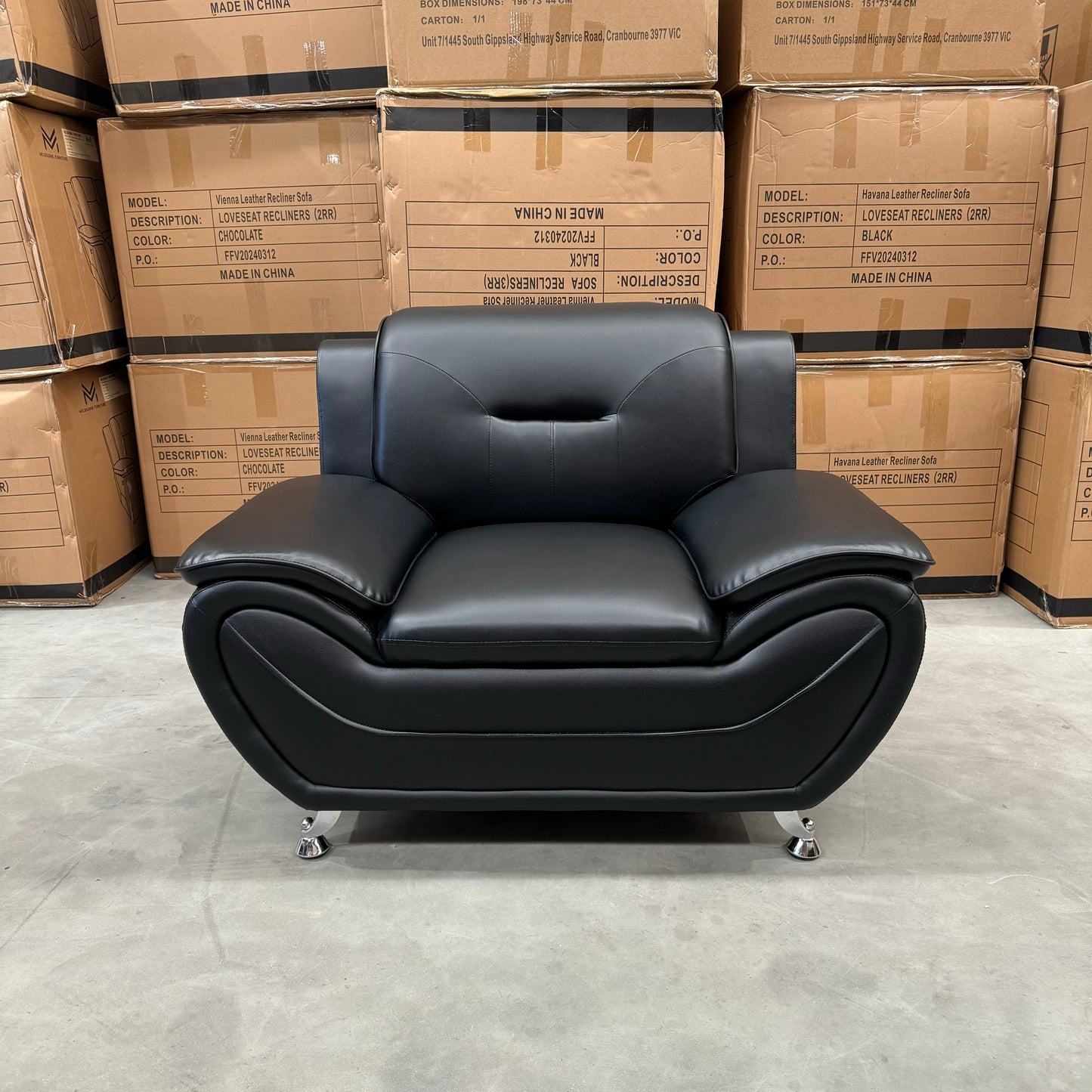 Polaris PU Leather 3+2+1 Seater Sofa Set - Full Black