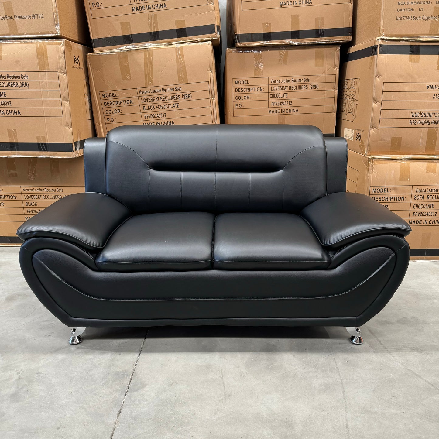 Polaris PU Leather 3+2+1 Seater Sofa Set - Full Black