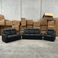 Bari 3+2+1 Leather Sofa Set - Full Black