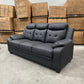 Bari 3+2+1 Leather Sofa Set - Full Black