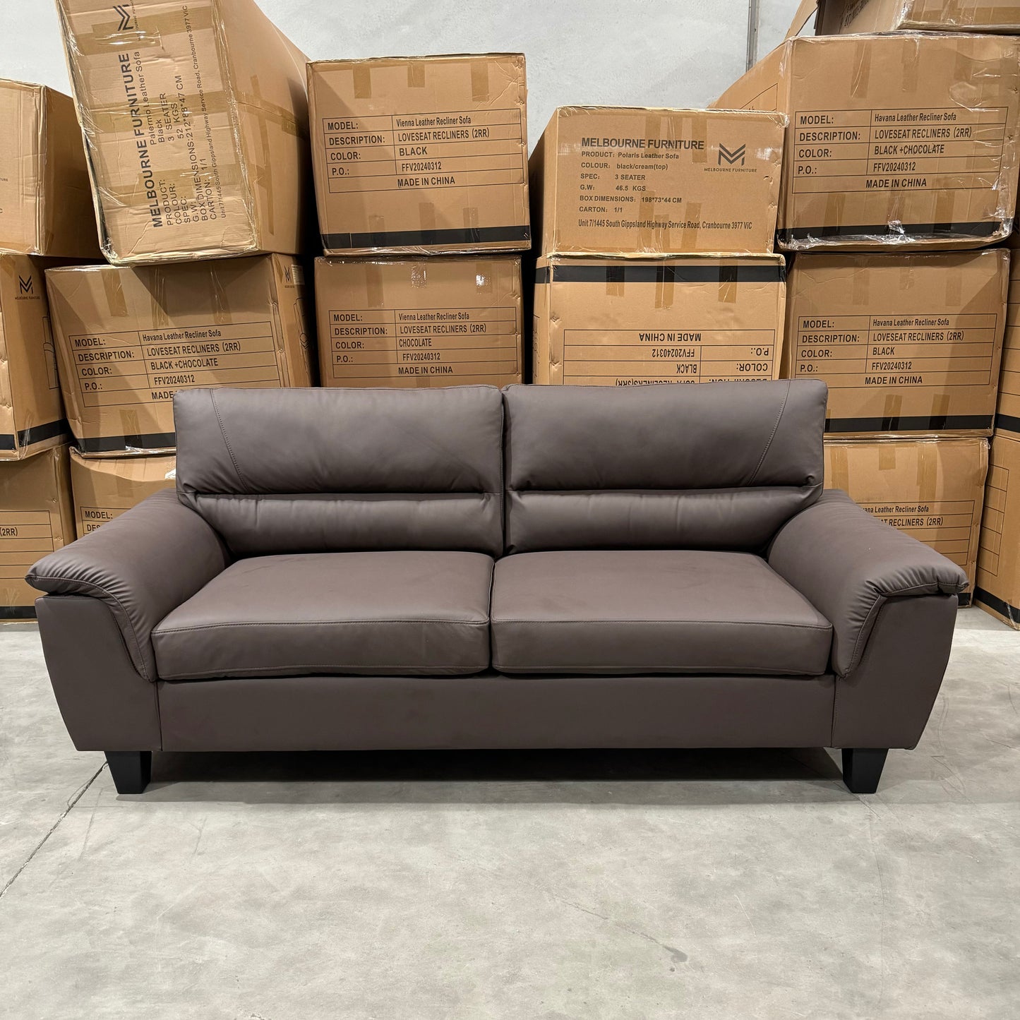 Palermo 3+2+1 Leather Sofa Set- Full Brown