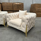 Verona 3+2+1 Seater Velvet Sofa Set - Light Cream