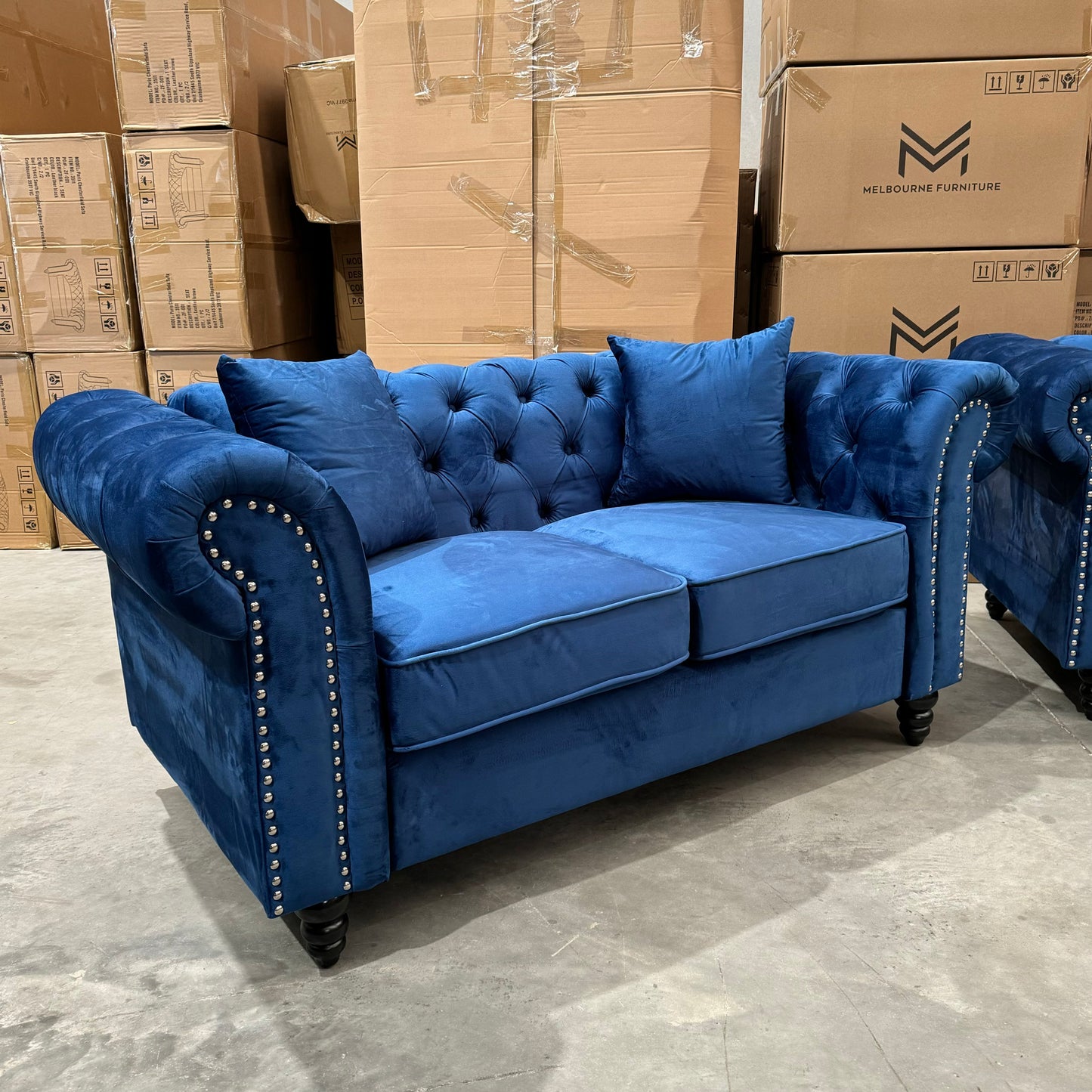 Paris Chesterfield 3+2+1 Seater Sofa Set - Royal Blue Velvet