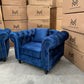 Paris Chesterfield 3+2+1 Seater Sofa Set - Royal Blue Velvet