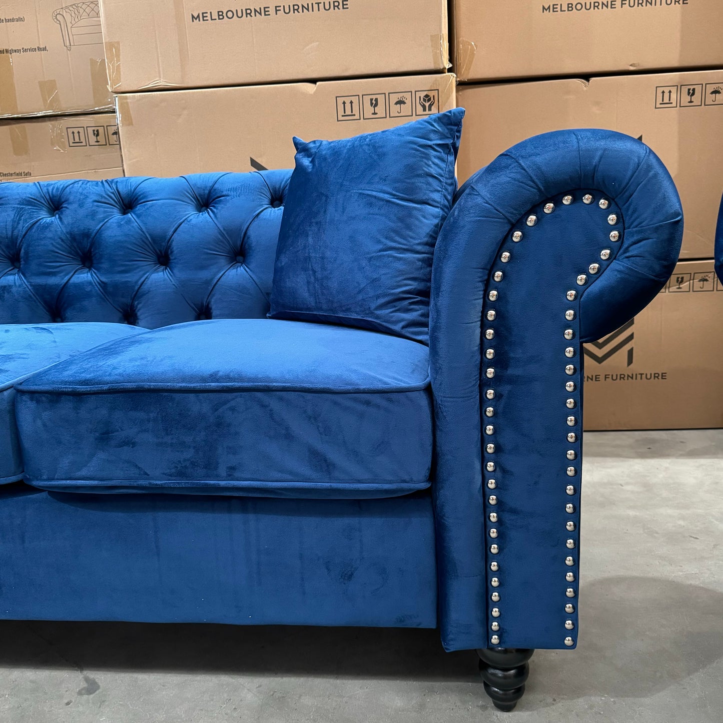 Paris Chesterfield 3+2+1 Seater Sofa Set - Royal Blue Velvet