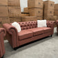 Paris Chesterfield 3+2+1 Seater Sofa Set - Brown Orange PU Leather