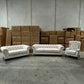 Paris Chesterfield 3+2+Wingchair Seater Sofa Set - Light Biege Linen