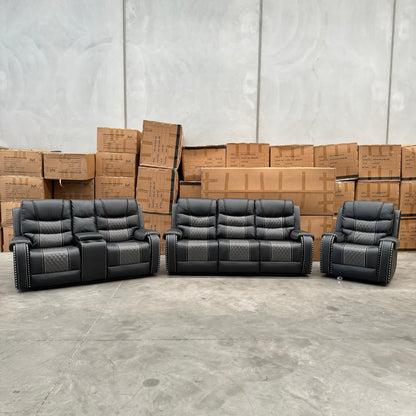 Milan Air Leather Manual Recliner Sofa Set