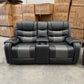 Milan 3+2+1 Seater Air Leather Recliner Sofa Set- Black/Grey