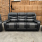 Milan 3+2+1 Seater Air Leather Recliner Sofa Set- Black/Grey