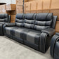 Milan 3+2+1 Seater Air Leather Recliner Sofa Set- Black/Grey