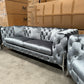 Verona 3+2+1 Seater Velvet Sofa Set - Silver Grey