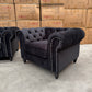 EX-DISPLAY Paris Chesterfield 3+2+1 Seater Sofa Set - Black Velvet