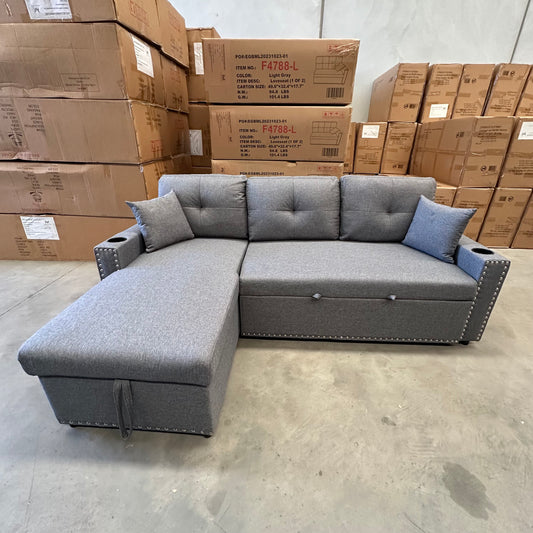 Nimbus 3 Seater Pull-Out Sofa Bed - Grey Linen