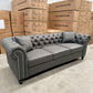 Paris Chesterfield 3+2+1 Seater Sofa Set - Charcoal Grey Fabric