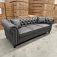 Paris Chesterfield 3+2+1 Seater Sofa Set - Charcoal Grey Fabric