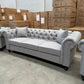 Paris Chesterfield 3+2+1 Seater Sofa Set - Light Grey Fabric