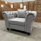 Paris Chesterfield 3+2+1 Seater Sofa Set - Light Grey Linen