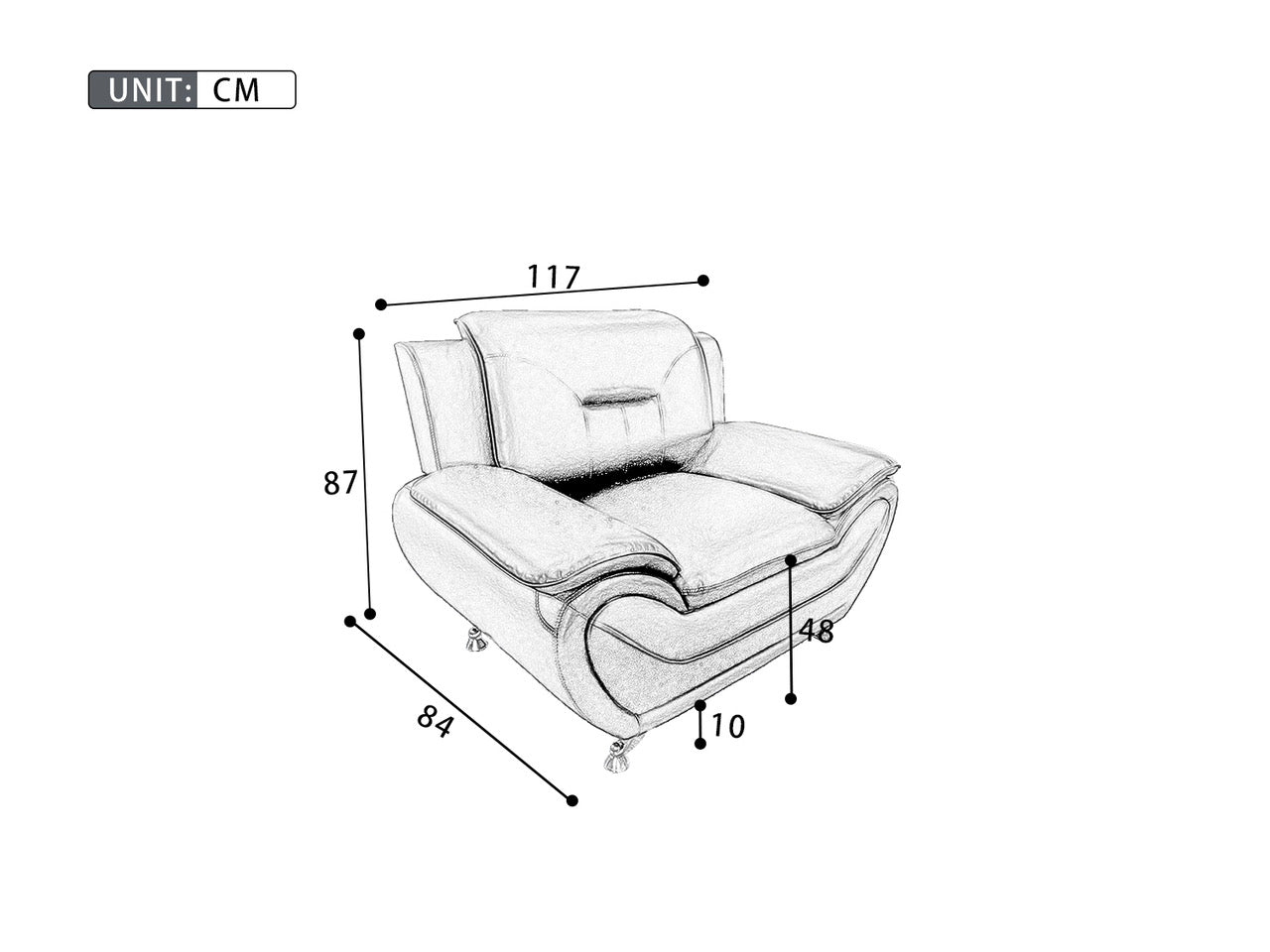 Polaris Air Leather 3+2+1 Seater Sofa Set - White/Black(top)