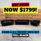 EX-DISPLAY Paris Chesterfield 3+2+1 Seater Sofa Set - Black Velvet