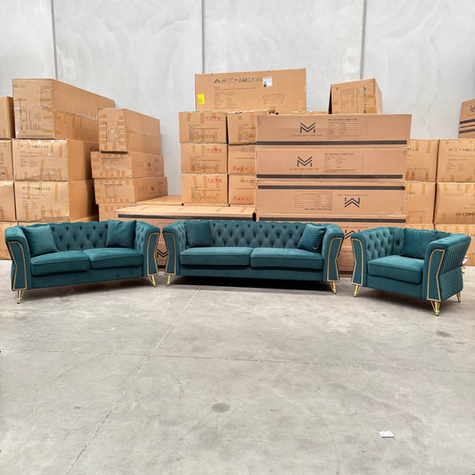 Haven 3+2+1 Seater Sofa Set - Dark Green Velvet