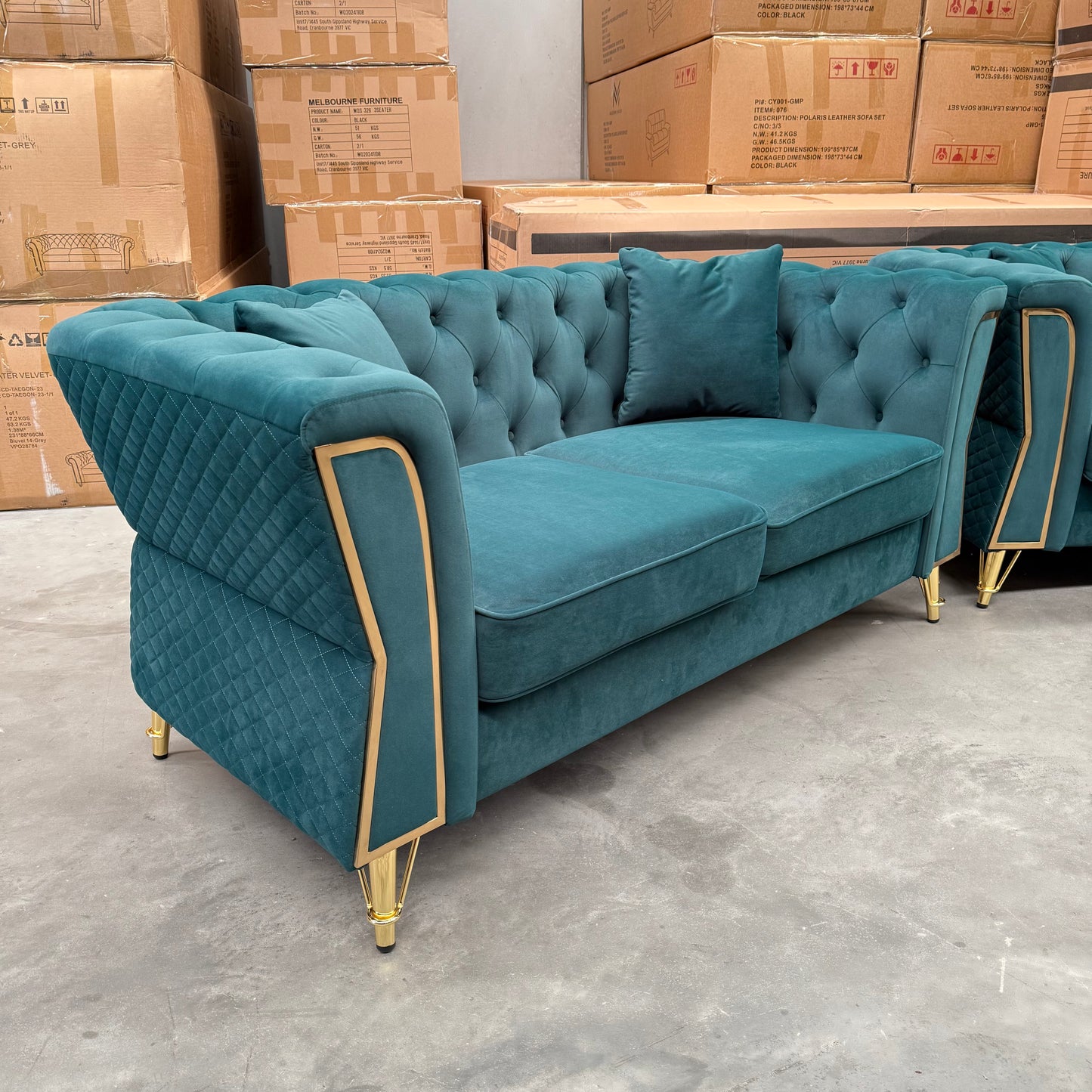 Haven 3+2+1 Seater Sofa Set - Dark Green Velvet