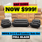 Nova 3+1+1 Seater PU Leather Sofa Set - Full Black