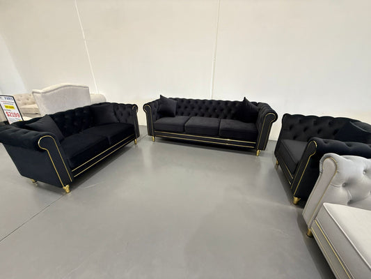 Luxe Premium Velvet 3+2+1 Luxury Gold Sofa Set