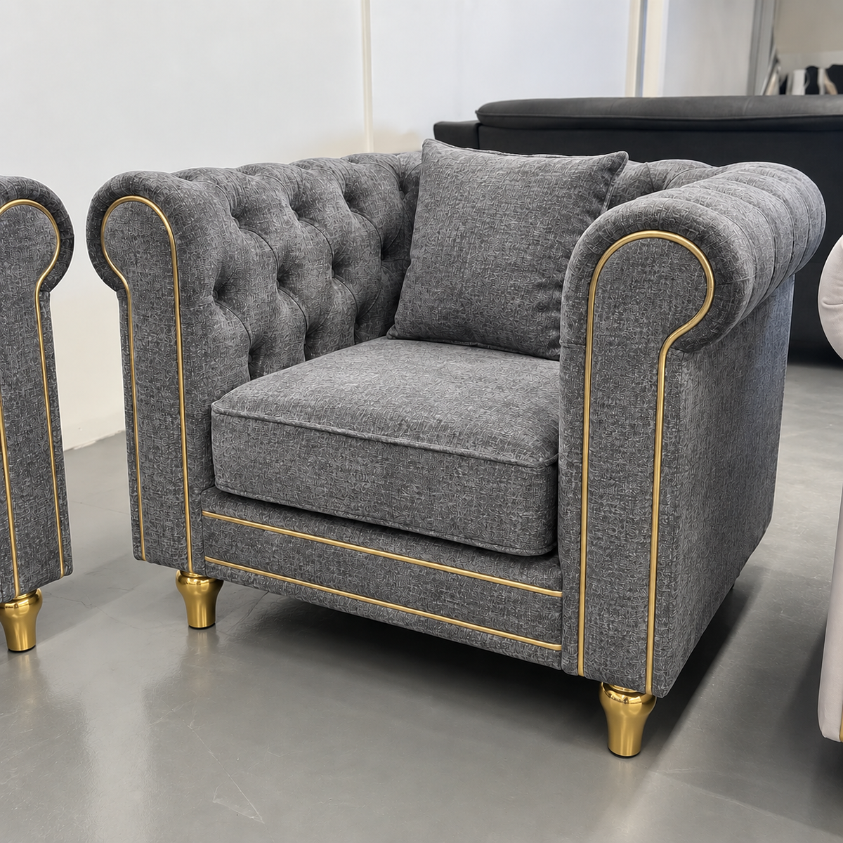 Luxe Premium Velvet 3+2+1 Luxury Gold Sofa Set