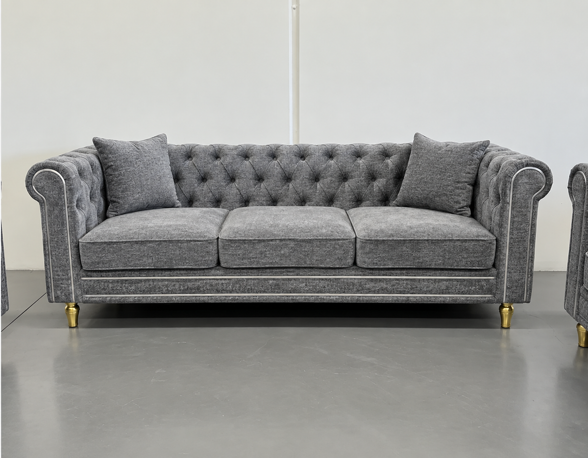 Luxe Premium Velvet 3+2+1 Luxury Gold Sofa Set