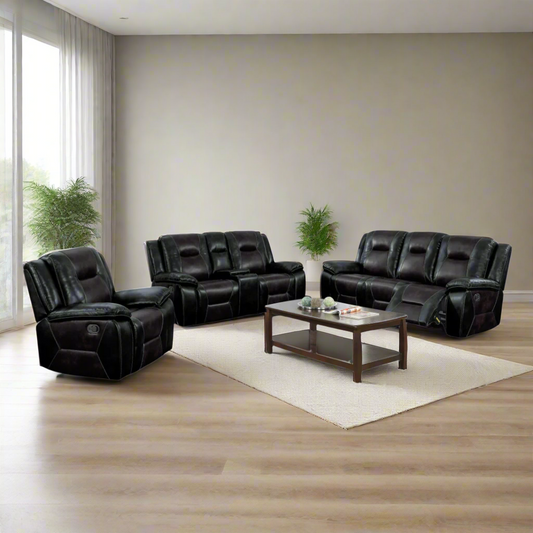 Havana Air Leather Manual Recliner Sofa Set