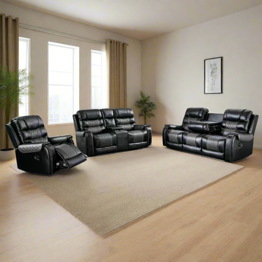 Milan Air Leather Manual Recliner Sofa Set
